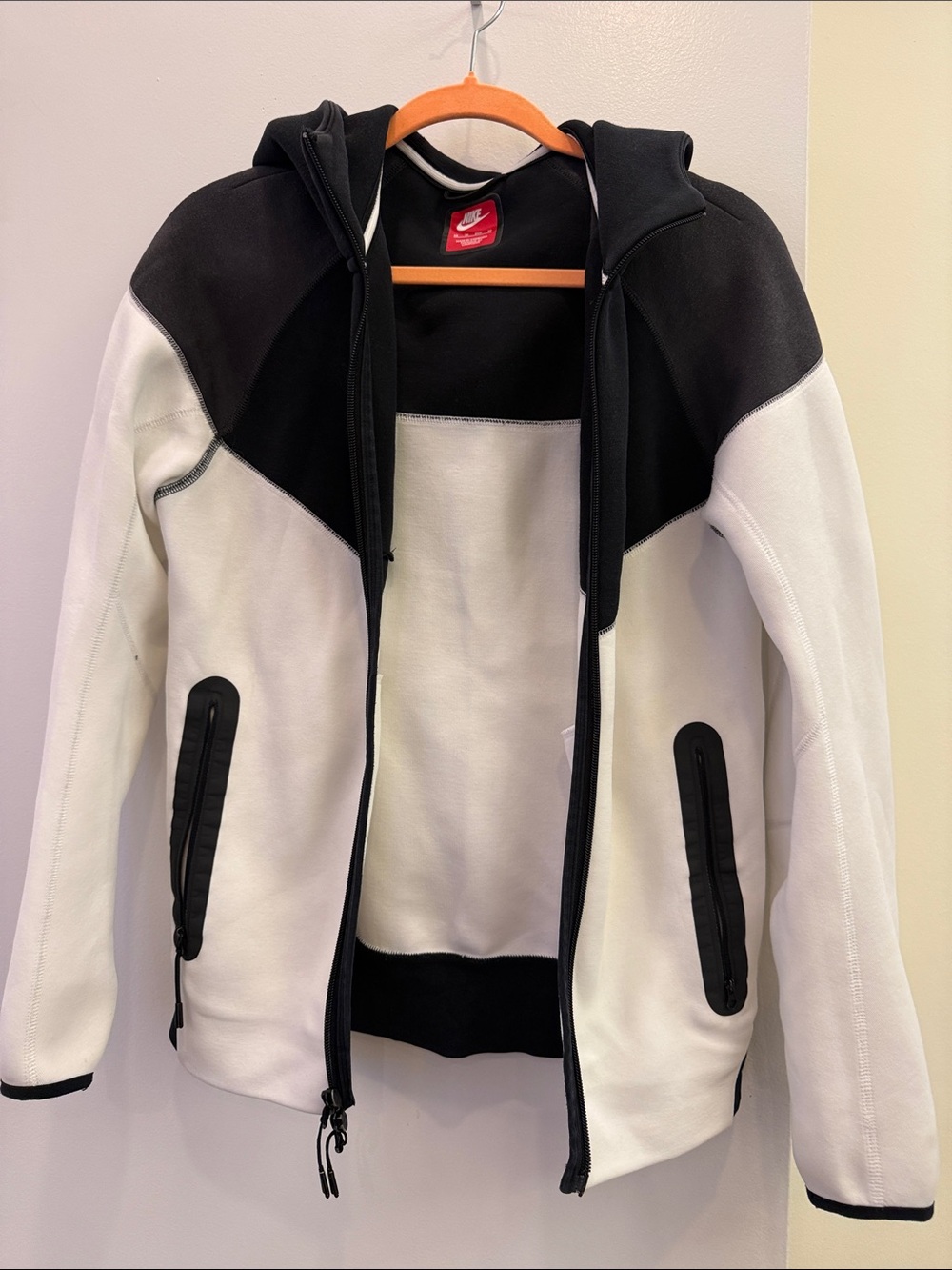 Nike Kids Black and White Hooded Zip-Up Jacket